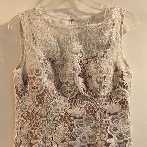 Gorgeous white corded lace sleeveless dress